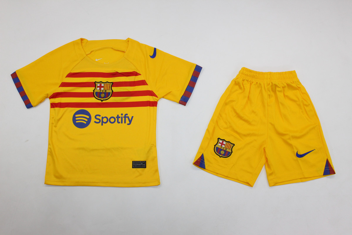 Kids-Barcelona 23/24 Fourth Yellow Soccer Jersey